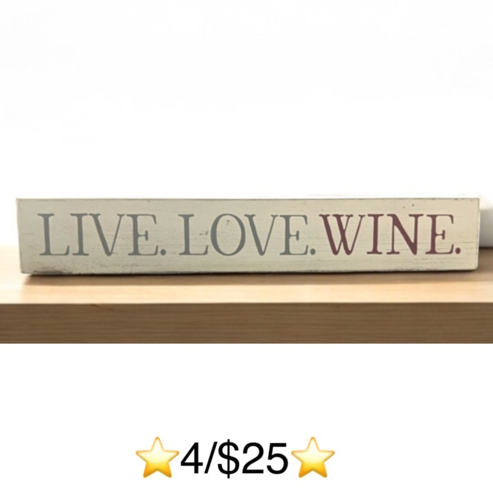 Quill to Paper by Sixtrees Live Love Wine Rustic Wooden Farmhouse Standing Sign